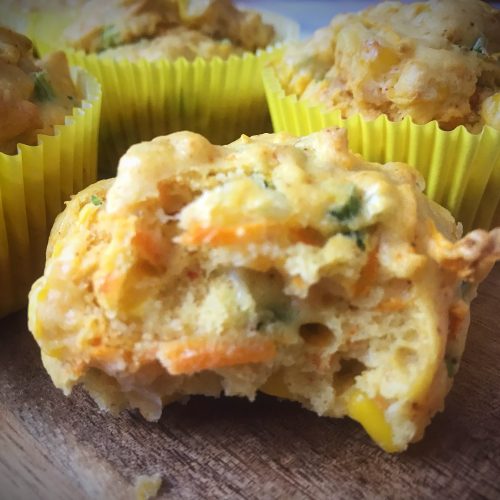 Gluten free and dairy free sweetcorn & carrot muffins
