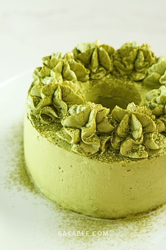 matcha chiffon cake with matcha whipped cream