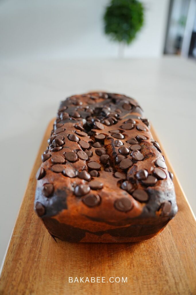 showcase the chocolate marbled banana loaf
