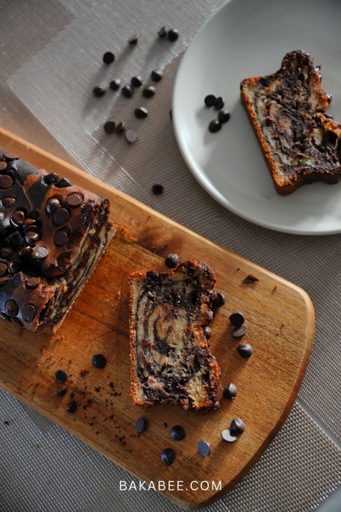 chocolate marbled banana loaf