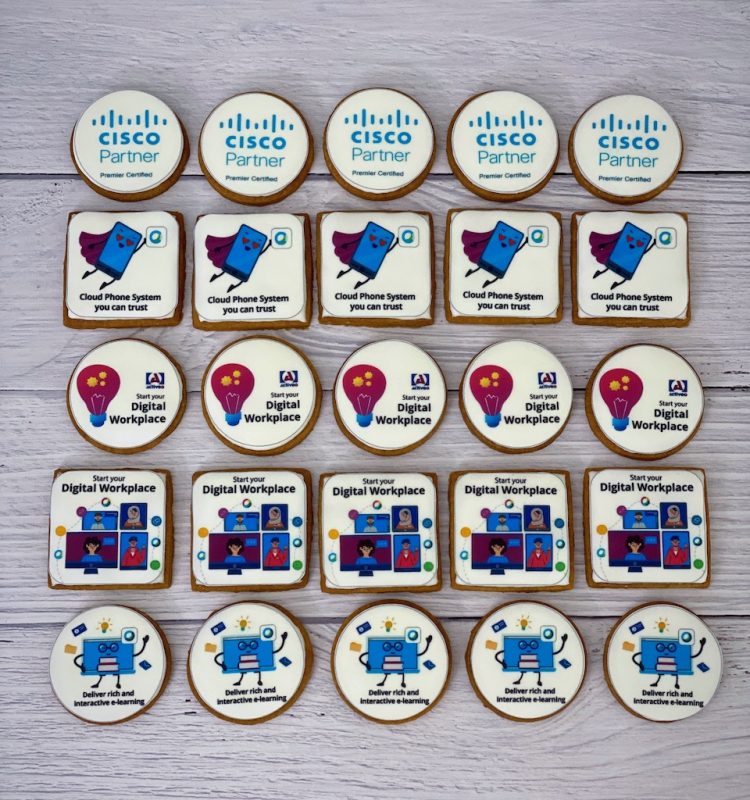 Activeo Cisco corporate edible logo customized cookies corporate event gifts Singapore