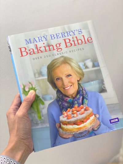 Bakabee is holding Mary Berry's Baking Bible