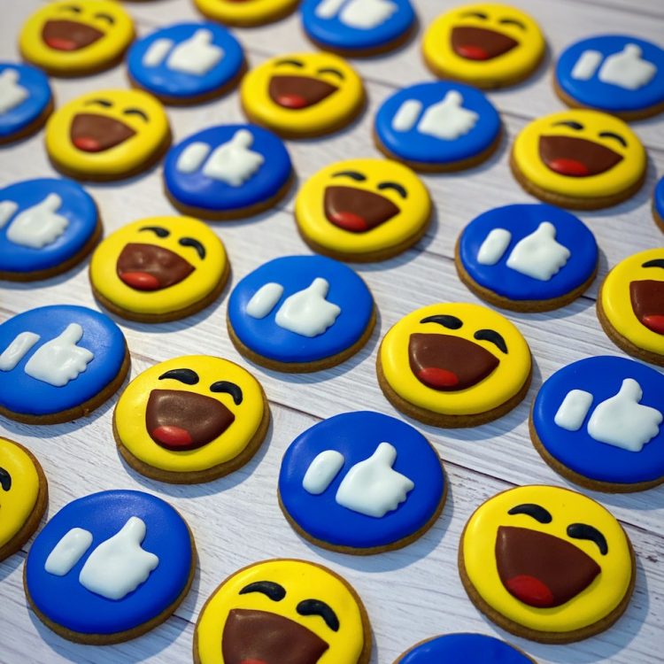 Facebook thumbs up and laughing emoji cookies Singapore