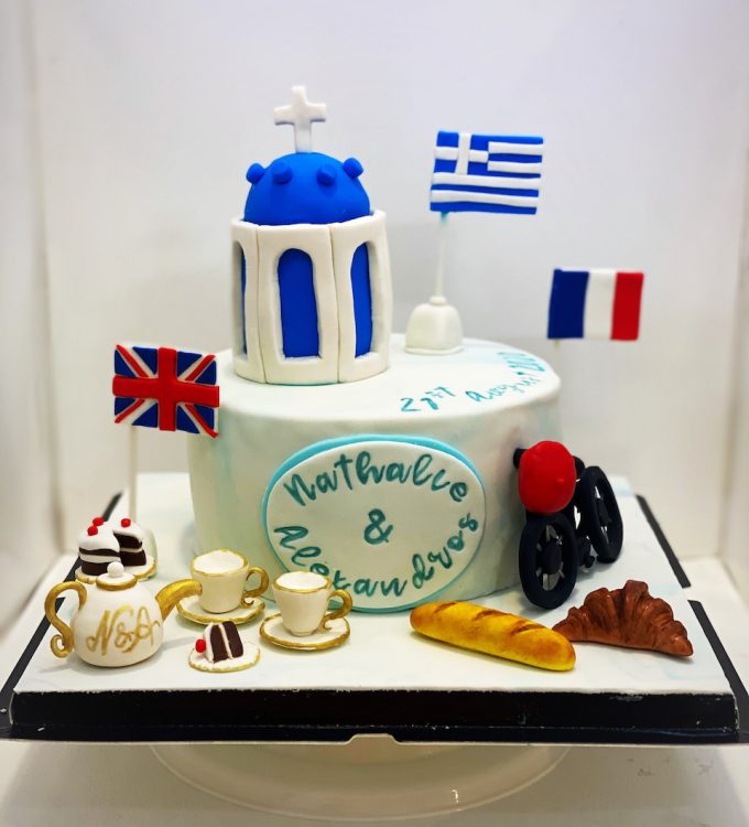 Greece, Bristish and France Wedding cake Singapore