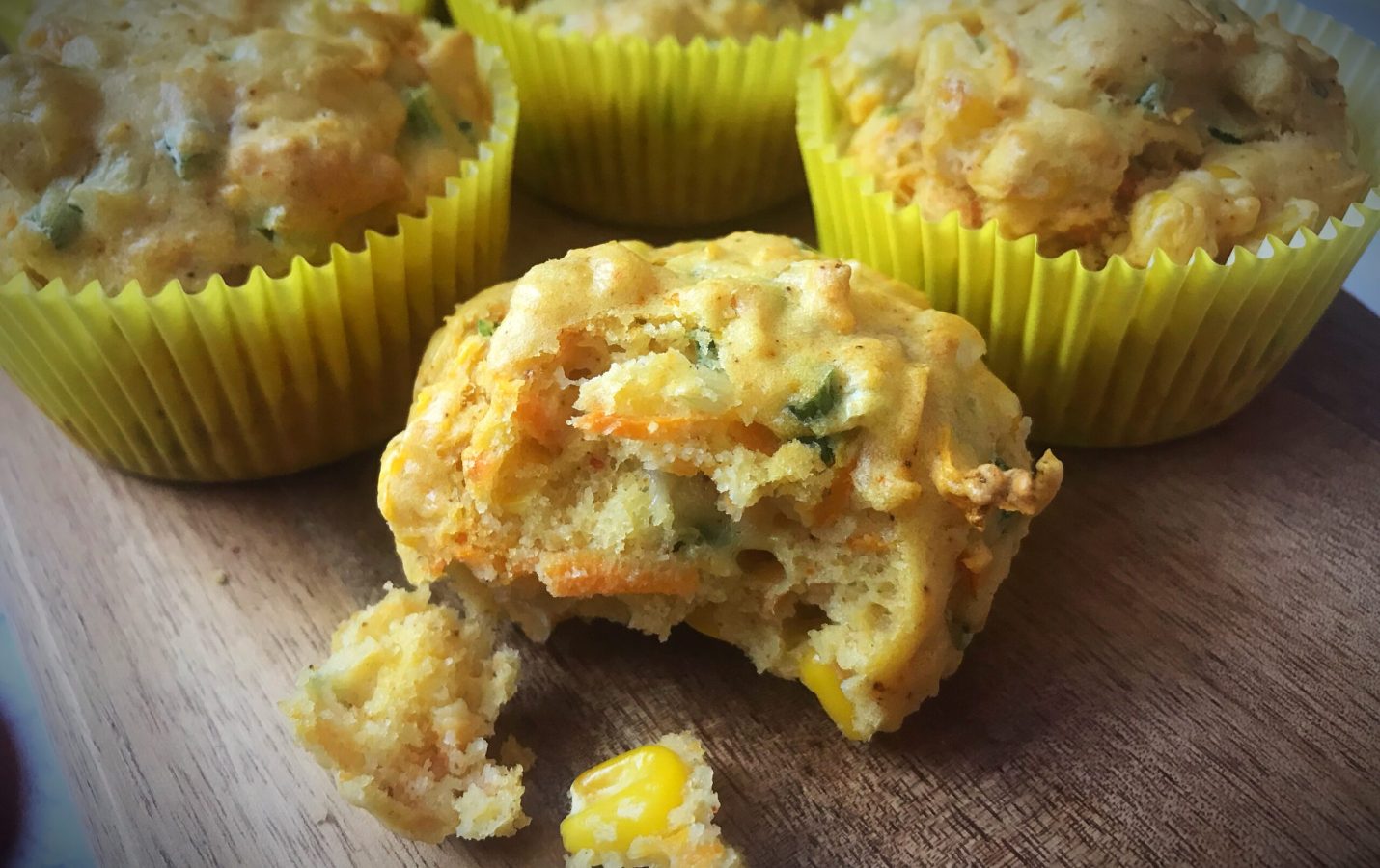 gluten free and dairy free sweetcorn and carrot muffins
