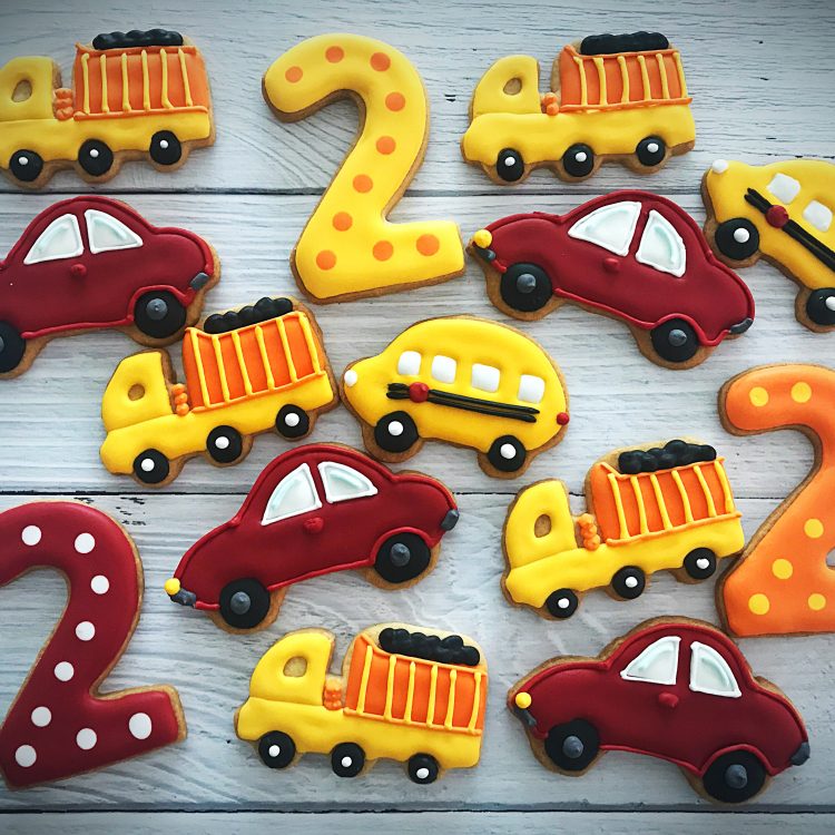 Cars, trucks and buses sugar customized cookies Singapore