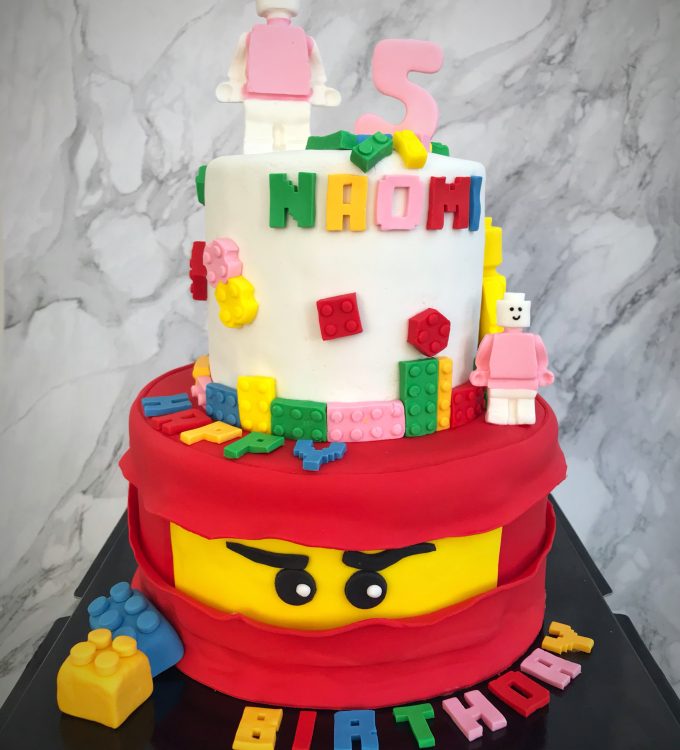 2-tier Lego Ninjago themed cake