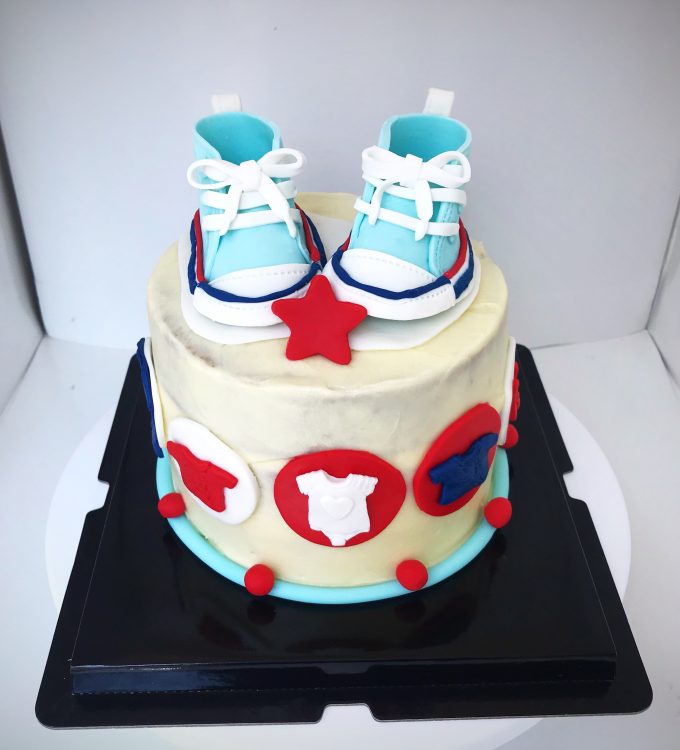 Baby shower sneaker themed cake