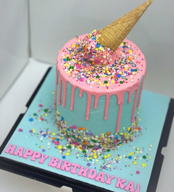 Ice cream cone cake with sprinkles customized cake Singapore