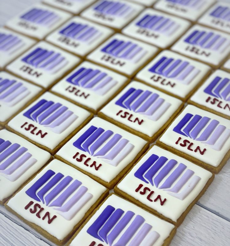 International School Library Network hand piped logo cookies Singapore