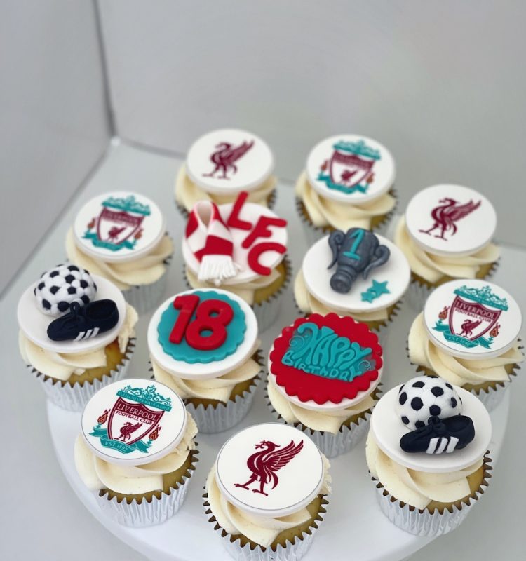 Liverpool football themed customized cupcakes edible prints logos Singapore
