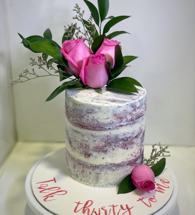 Semi-Naked customized cake with fresh flowers Singapore