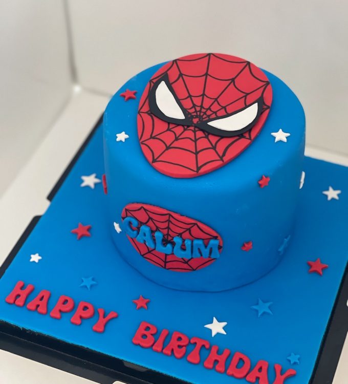 Spiderman cake customized cake Spiderman face fondant cake
