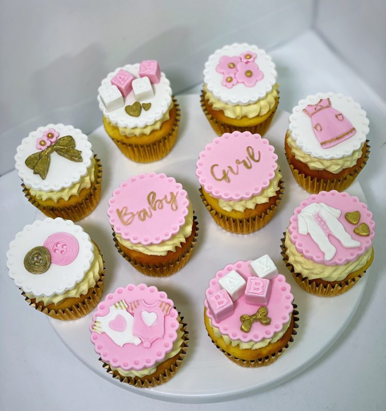 baby girl shower customized sugar free cupcakes Singapore