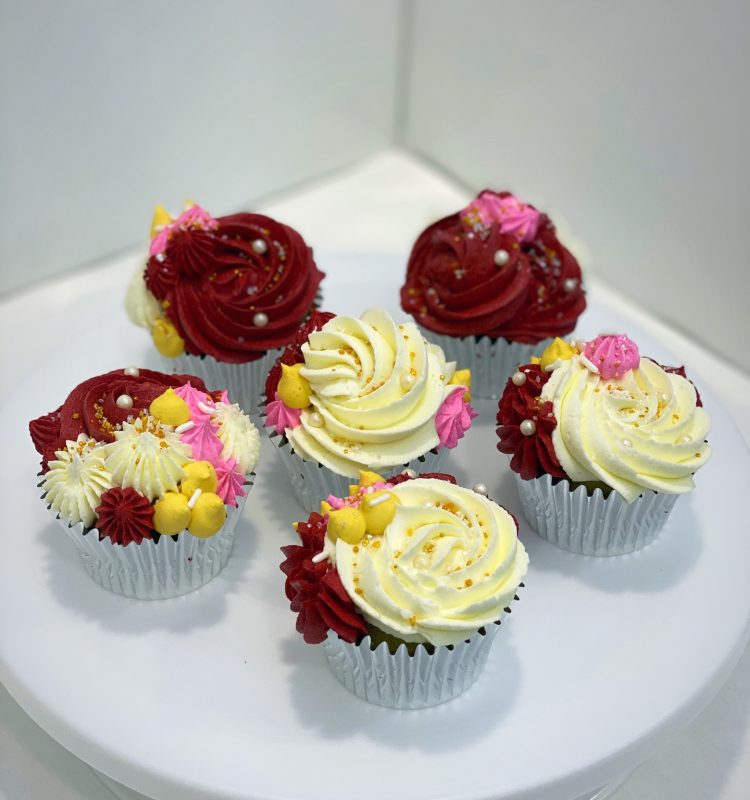 pink and red rosette cupcakes Singapore
