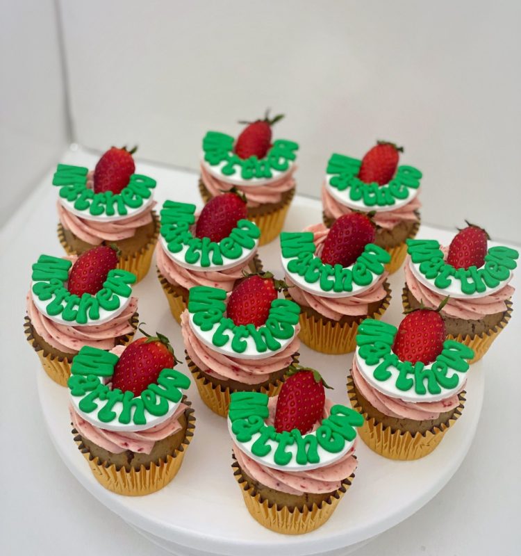 strawberry cupcakes with customized personal name Singapore